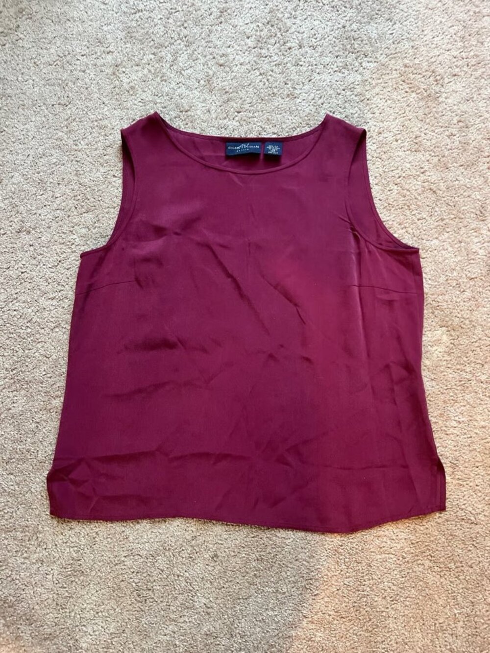 Andrea Vicarro Petite Vintage 100% Silk Wine Colored Tank Top Blouse Size 10
